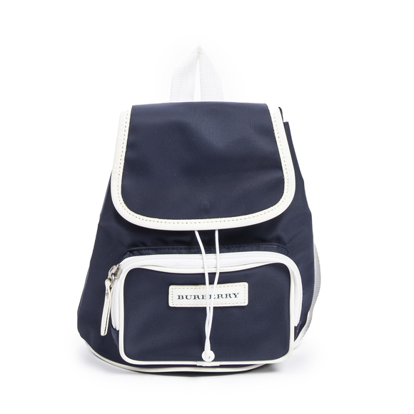 Burberry Bags Burberry Mini Drawstring Backpack In Navywhite Nylon